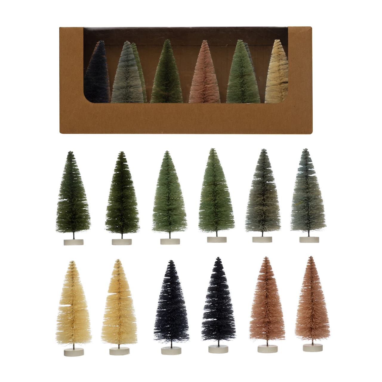 Hello Honey® 14" Multicolor Sisal Bottle Brush Tree with Wood Base Set